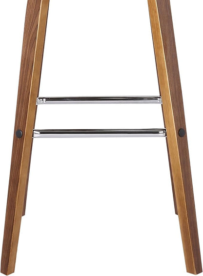 Vienna 26" Swivel Counter Stool in Walnut Wood Finish with Brown Faux Leather - Set of 2