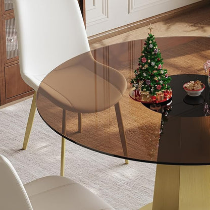 Modern Tempered Glass Dining Table for 6-8, Rectangular Kitchen Table with Heavy-Duty Stainless Steel Base, Elegant Easy-Clean Furniture for Dining Room & Family Gatherings (Glass)