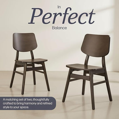 Alaterre Furniture Calais Dining – Mid Century Modern Set of 2 Dining Chairs – Solid Wood Chair Set with Minimalist Design for Dining Room or Kitchen (Warm Walnut Finish)
