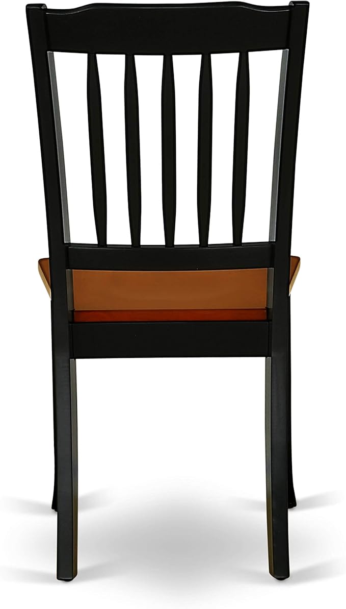 East West Furniture DAC-BCH-W Danbury Dining Room Chairs - Slat Back Solid Wood Seat Chairs, Set of 2, Black & Cherry
