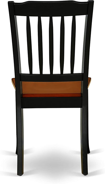 East West Furniture DAC-BCH-W Danbury Dining Room Chairs - Slat Back Solid Wood Seat Chairs, Set of 2, Black & Cherry
