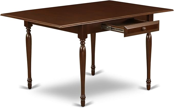 East West Furniture MZT-MAH-T Monza Kitchen Table - a Rectangle Dining Table Top with Dropleaf & Stylish Legs, 36x54 Inch, Mahogany