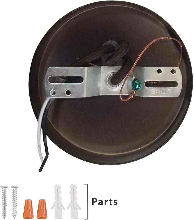 Royal Designs, Inc. Hanging Pendant Lighting, Vintage-Style Keyless Uno Threaded Dimmable Pendant Light Socket and Canopy, Antique Brass with Brown Rayon Fabric Cord