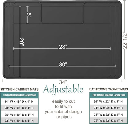 The Original Under Sink Mat - Silicone Waterproof mat, Trimmable, Easy to Clean, Kitchen cabinet liner, Under sink protector mats, Drip Tray with Lip - 34" x 22" or smaller