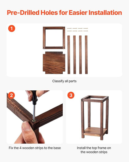 VEVOR 24 Pcs Wooden Wedding Lantern, Cedar Wood and Plastic Wooden Lantern Candle Holder, Rustic Decorative Home Centerpiece Ideal for Wedding Table Party Farmhouse Indoor Decor, Brown