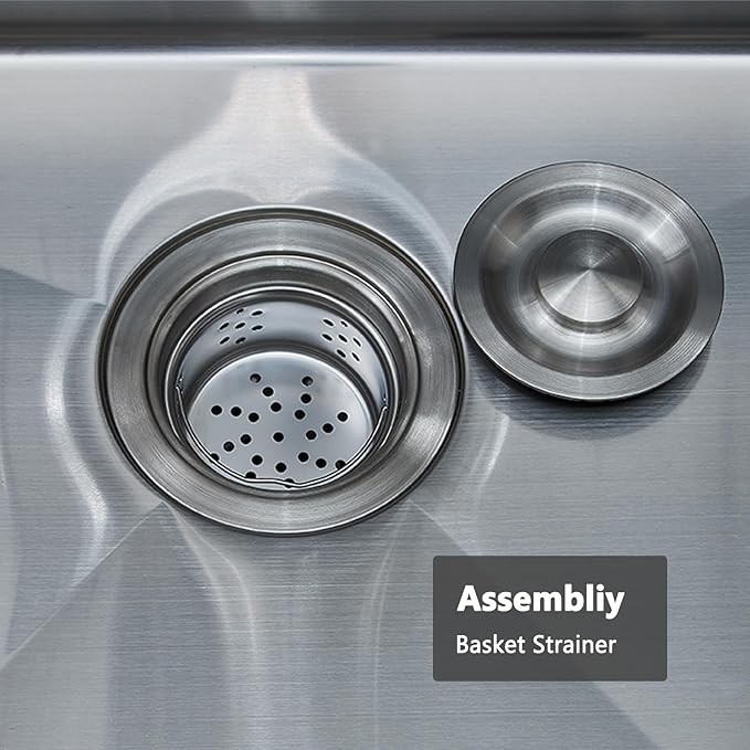 Friho 25x22 Drop in Kitchen Sink, Brushed Nickel Topmount Kitchen Sinks, SUS304 Commercial Handmade 16 Gauge Single Bowl Stainless Steel Sink with Basket Strainer