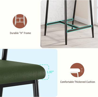 GarveeHome Counter Height Bar Stools Set of 2 with Armrests, 26" Upholstered 2pcs Tall Bar Stools Set, Long Backrest & Extra Thick Cushion, Modern High Barstools for Kitchen Island, Pub, Rustic Green