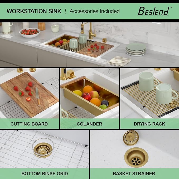 33 Granite Composite Kitchen Sink - Beslend 33x22 Drop In White Kitchen Sink, Topmount Granite Luxury Above Counter Worksation White Sinks Easy Clean Quartz Dish Basin for Kitchen Remodel