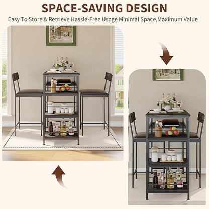 Garvee Dining Table Set for 2, Square Table and 2 Chairs Space Saving Compact Dinette Set for Small Spaces Kitchen Dining Room Apartment Breakfast Nook 29.1 x 29.1 x 30 in Black