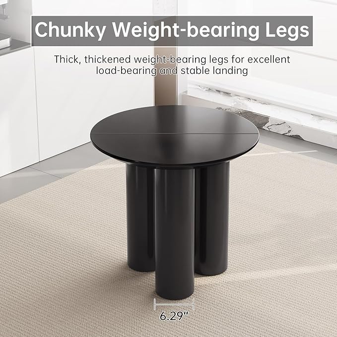Guyii 29.92" Black Dining Table, Modern Round Kitchen Table, Small Indoor End Table for Kitchen, Bar, Living Room, Small Space, Easy Assembly, Table Only