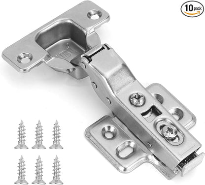 HBL' 10 Pack Soft Close Cabinet Hinges European Kitchen Cabinet Hinges for Frameless Cabinet Door, 35MM Quick Release Cup Hinges, 110° Half Overlay, 3D Adjustable and Slow Close Hinges