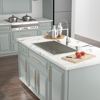Kichae 33 Drop In Kitchen Sink - 33" x 22" Stainless Steel Sink 16 Gauge Drop in Topmount Single Bowl Drop Sinks Round Corner Basin