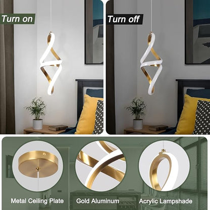 6000K Modern LED Pendant Lights, 22W LED Pendant Lights Kitchen Island Lighting, Gold Adjustable Height Hanging Light Fixture for Kitchen Study Corridor Dining Room, 1 Pack