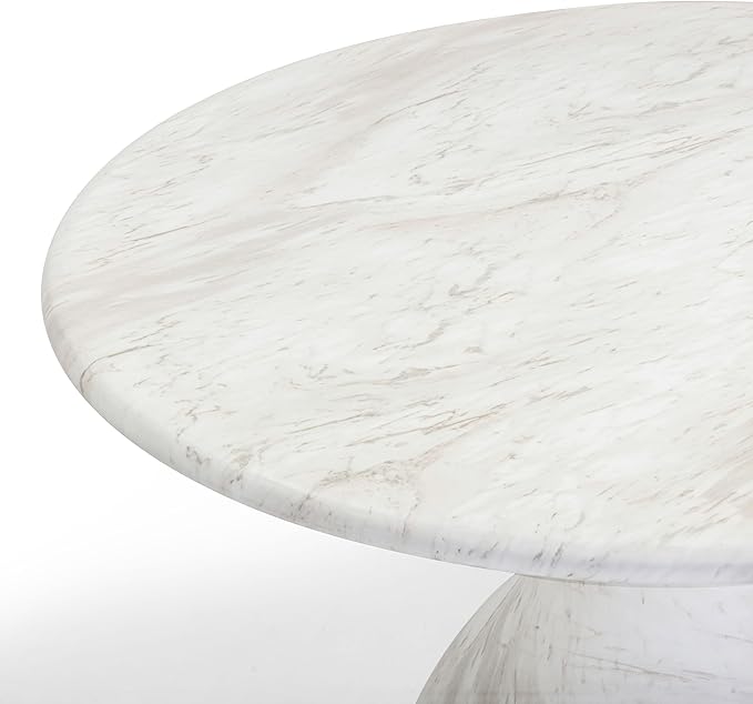 Tov Furniture Smooch White Marble Print Indoor/Outdoor 47" Round Dining Table