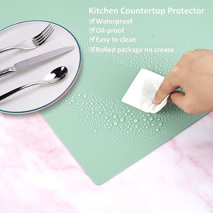 Silicone Mat Heat Resistant Mats for Countertop, Large Silicone Mats for Crafts Kitchen Counter Workbench Table protector, Size 36x24 inches Thick 2mm,Rolled Package,Light Green