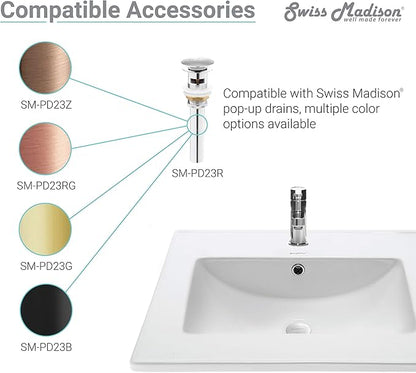 Swiss Madison Well Made Forever SM-VT328 Voltaire Vanity Top Sink, Glossy White
