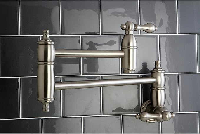 Kingston Brass KS3108AL Restoration Pot Filler, Brushed Nickel,8-1/8-Inch Spout Height