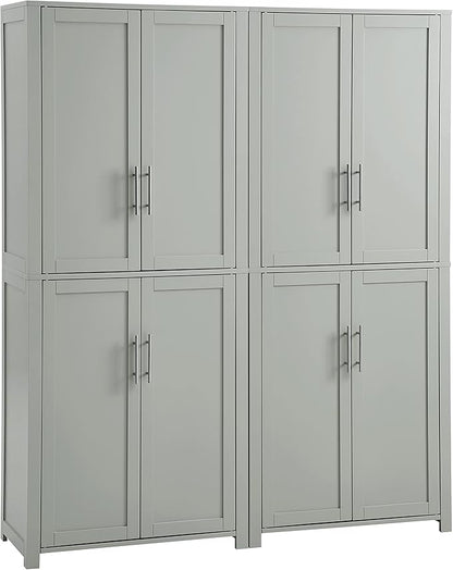 Crosley Furniture Savannah 2-Piece Pantry Storage Cabinet Set with Shelves, Kitchen, Dining, or Laundry Room, Gray
