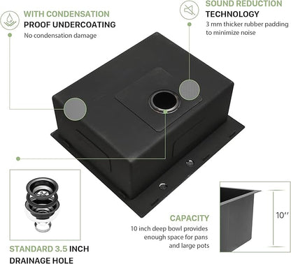 28 Drop In Black Kitchen Sink - Beslend 28x22 Drop In Black Sink 16 Gauge Stainless Steel Gunmetal Black Kitchen Sinks Topmount Deep Single Bowl Dish Basin 28"x22"x10"