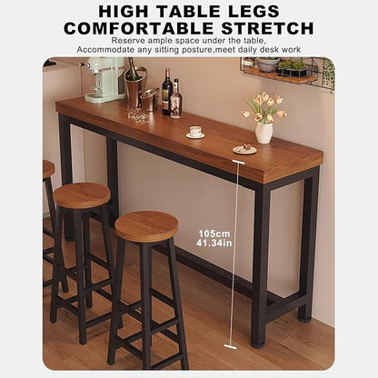 Narrow Long Kitchen Island Table Set with Chairs, Space-Saving Pub Dining Table for Small Spaces, Perfect for Café, Dining Room & Modern Interiors