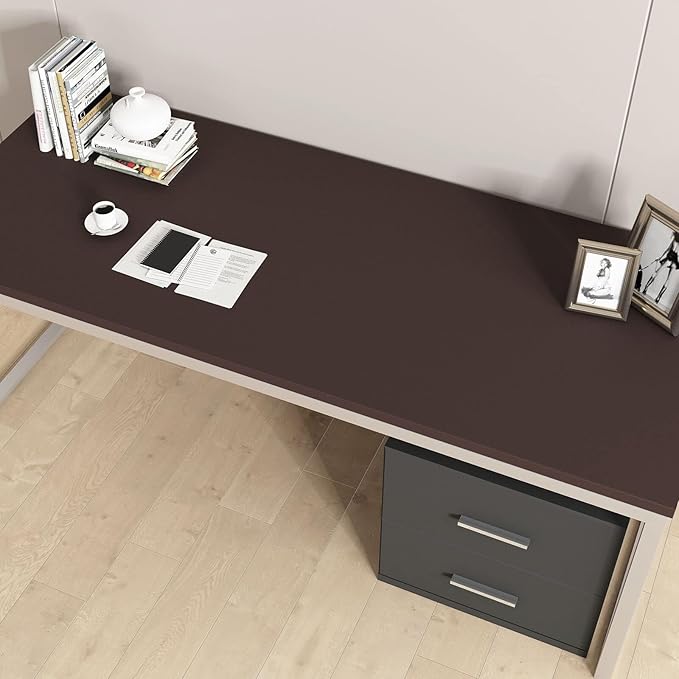 Decotalk Brown Peel and Stick Wallpaper, 17.7"x200", Dark Brown Contact Paper, Removable Wallpaper for Bedroom, Brown Contact Paper for Table Cabinets Decorative