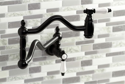Kingston Brass KS2100BPL Bel Air Wall Mount Pot Filler, Matte Black