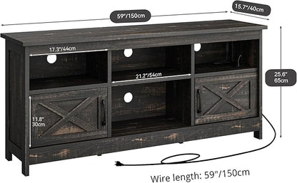 YITAHOME TV Stand for 65 Inch TVs, Entertainment Center with Storage Cabinets, Power Outlet & LED Light, Media Console Living Room Furniture, Dark Rustic Oak
