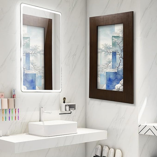 Concealed Medicine Cabinet 14×24 Recessed, Picture Frame Medicine Cabinet, Farmhouse Espresso Wood Frame, 3 Shelves, 100% Handmade, Fully Assembled Wall Niche Insert For Bathroom, Bedroom and Hallway