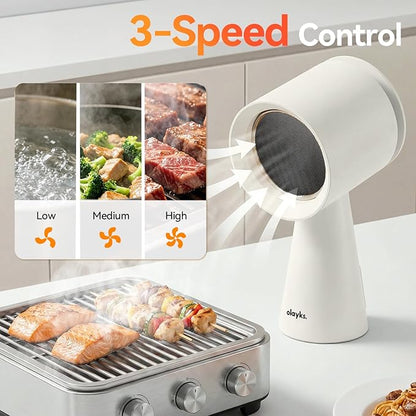 Portable Range Hood, Desktop Range Hood with 3 Speed Exhaust Fan, Advanced 5-Layer Filtration, Large Oil Collection Cup, Portable Kitchen Exhaust Fan for Dorm, RV, Indoor BBQ, Hot Pot, Wired