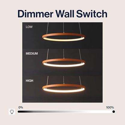 JONATHAN Y 15.75" Orange Modern Integrated LED Pendant Light, Dimmable Round Hoop Chandelier for Kitchen Island, Dining Room, Adjustable Height Metal Hanging Light (JYL7202G)