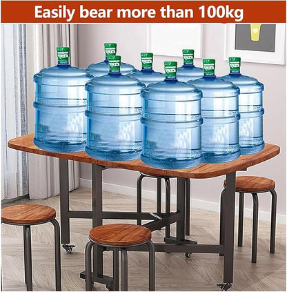Drop Leaf Kitchen Dining Table with Wheels, Solid Wooden Foldable Kitchen Table, Multifunction Expandable Folding Table for Small Spaces Kitchen, Bedroom, Living Room, Brown, Seats 4-8 People, Stable(