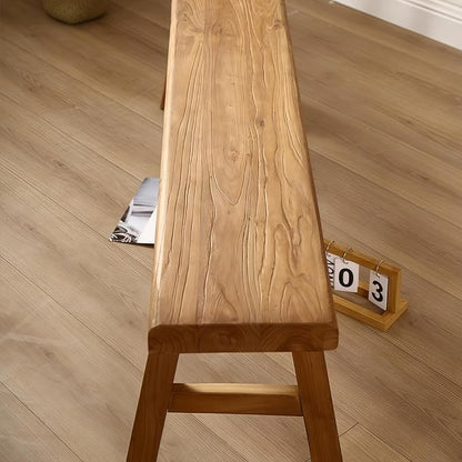 Kavie Solid Wood Bench, Modern A-Frame Dining Bench, Sturdy Natural Finish Stool for Entryway, Kitchen Island, Living Room & Wabi Sabi Style Decor (Natural,55.1" L*10.2" W*17.7" H)