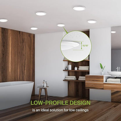 ASD 12 Pack LED Disk Lights 6 Inch, 15W 5CCT 2700K-5000K 1245LM CRI90+, Dimmable Flush Mount Ceiling Light Fixture, Low Profile Surface Mount Disc, Junction Box or Recessed Can Install, UL Energy Star