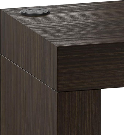 Mobili Fiver, Evolution Dining Table with Two Legs and Wireless Charger 47.2 x 15.7 in, Dark Walnut, Made in Italy