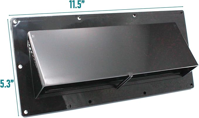 X-Haibei RV Range Hood Exhaust Vent Cover, RV Stove Bathroom Vent Cover Outside Damper for Motorhome Trailer Camper 11.5" with 10pcs Screws (Black)