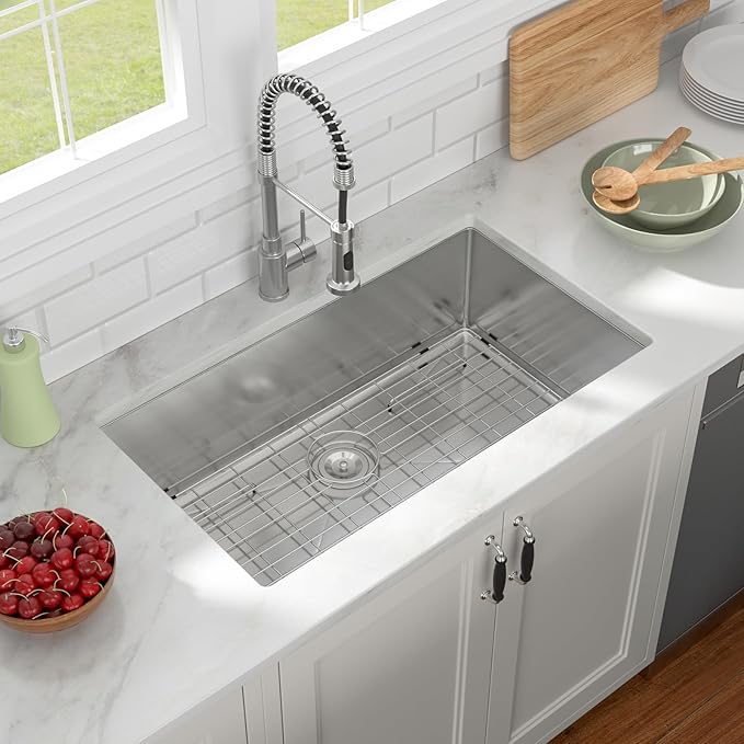 33 inch Undermount Kitchen Sink 16 Guage 304 Stainless Steel Single Bowl Moden Handmade Under Counter Large Kitchen Sinks 33"X19"