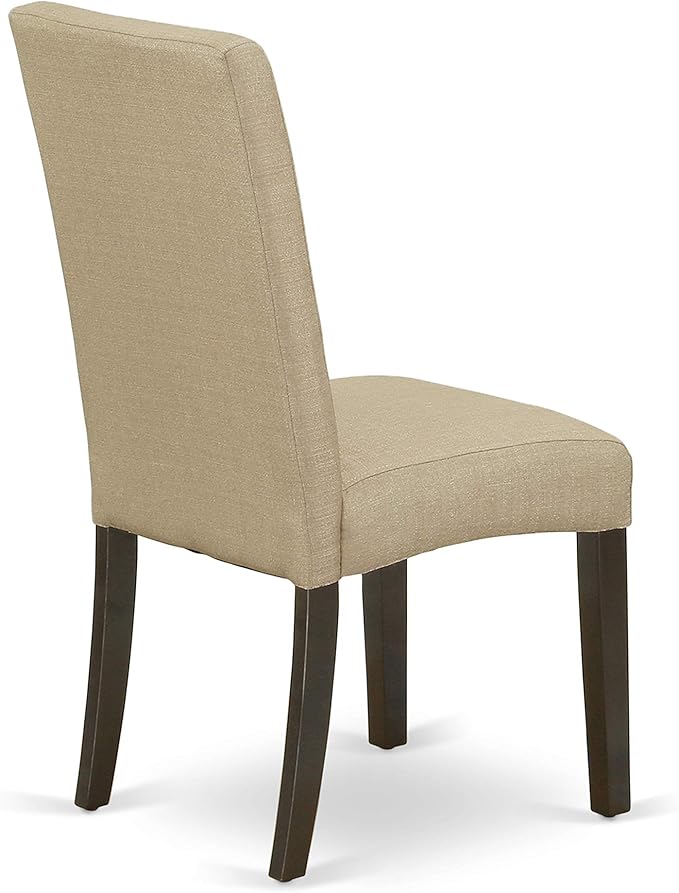 East West Furniture DRP5T03 Driscol Classic Parson Chairs - Brown Linen Fabric Upholstered Dining Chairs, Set of 2, Cappuccino