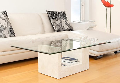 Fab Glass and Mirror Rectangle Tempered Glass Table Top - 1/2 Inch Thick Beveled Edge Clear Glass with Polished Radius Corners - Dining Coffee Table Replacement Surface - 18" x 54"