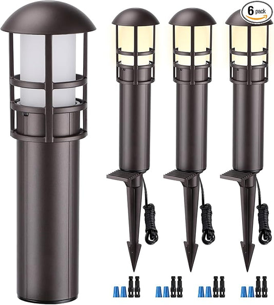 LEONLITE LED Low Voltage Landscape Pathway Lights, 3W 12V AC/DC Path Lighting, CRI90+, IP65 Waterproof, ETL Listed, Oil Rubbed Bronze Aluminum Housing, 3000K Warm White, Pack of 4