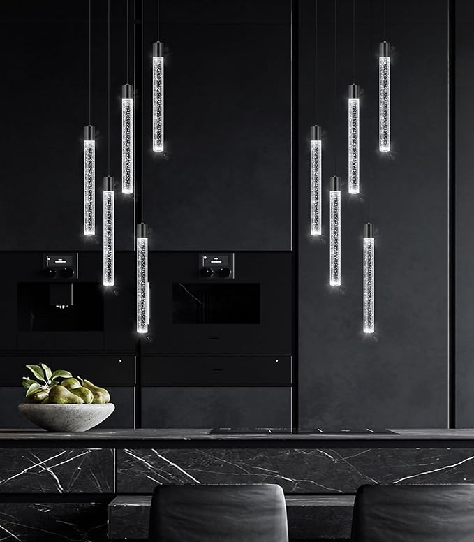 Modern Crystal Chandelier for Dining Room LED Dimmable Pendant Lights Kitchen Island Lighting Ceiling Hanging