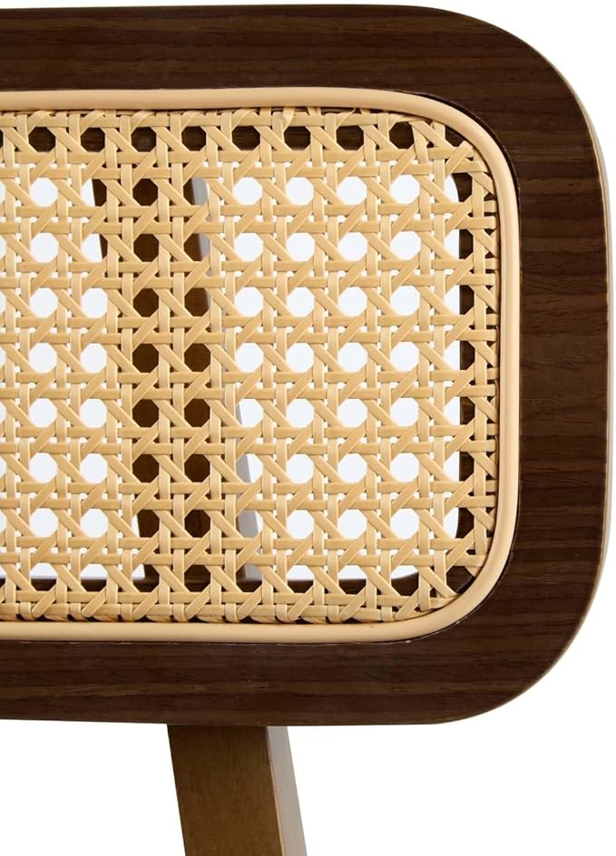 Space-Saving Wooden Barstools Set of 2, Slim Rattan Back Island Chairs, Compact Rattan Bar Stools for Small Kitchen Islands