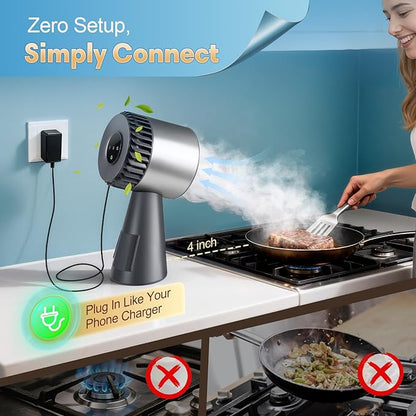 Portable Range Hood Kitchen, Ductless Exhaust Fan with 3-Speed, Large Oil Collection & Low Noise, Countertop Range Hood with Detachable Aluminum Filter for Apartments, Indoor BBQ and RV