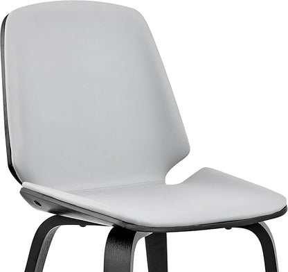 Armen Living Brinley Mid Century Modern Gray Faux Leather and Black Wood Dining Room Accent Side Chair for Kitchen Table Desk Vanity