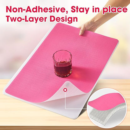 Drawer and Shelf Liner, Non-Slip Kitchen Cabinet Liners Non-Adhesive Thick Strong Grip Waterproof Washable Mats Protect Dresser Shelves Cupboard Bathroom Cabinets, Fuchsia, 12 in X 20 FT