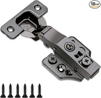 10 Pack Full Overlay Soft Close Cabinet Hinges 105° Frameless 3 Way Adjustable Kitchen Cabinet Door Hinges with Screws Soft Close Hinges for Cabinet Doors Black Nickel