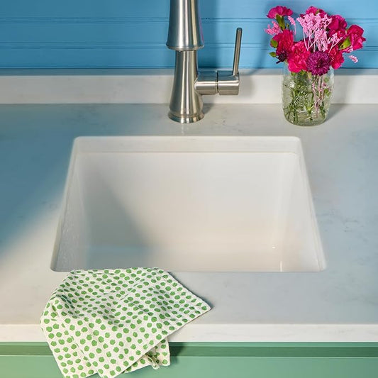 Sinkology Eden 18" White Fireclay Undermount Kitchen Sink, Undermount Installation, Surefire Finish