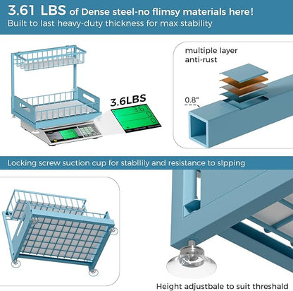 Saydear Under Sink Organizer Storage 2-Tier Premium Metal Pull-Out Kitchen Cabinet Organizer with Sliding Drawer, Height Adjustable, Heavy Duty for Kitchen & Bathroom Organizers 1 Pack Teal