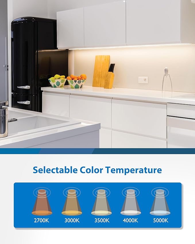 21” LED Direct Wire Under Cabinet Light with On/Off Switch - Dimmable LED Lights for Kitchen - Selectable CCT 2700K-5000K, 612-648 Lumens, 9W - UCB Hardwired Under Cabinet Lighting by NICOR Lighting