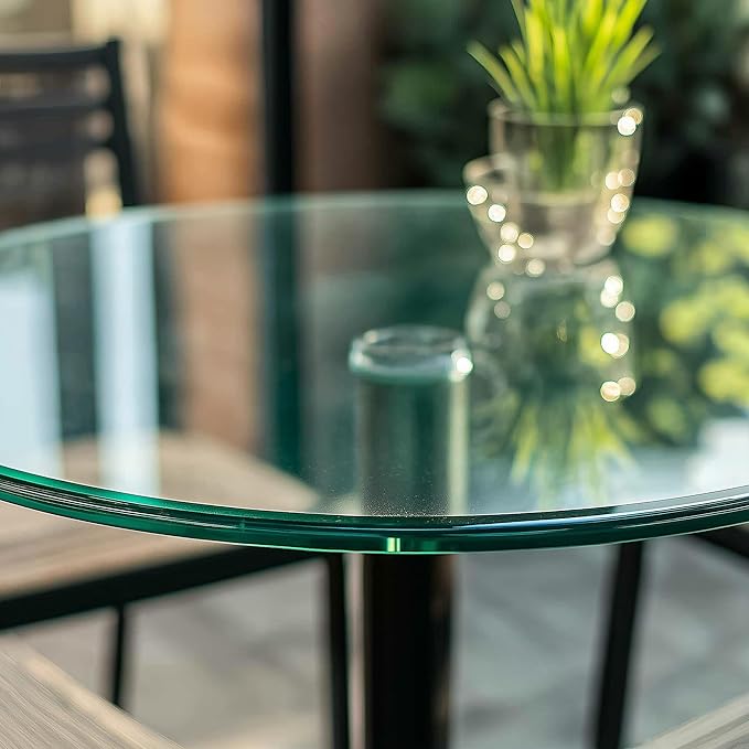 12" Round Tempered Glass Table Top, Clear Surface Flat Polished Edge for Furniture Protection Patio Dining Coffee End Tables (12 inch)