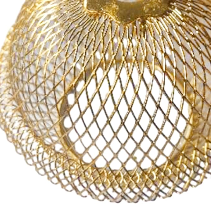 Iron Wire Lampshade Pendant Light Lamp Cover Hanging Light Fixture Retro Style Chandelier Shade Mesh Lamp Shade for Cafe Bar Home Decoration, Gold